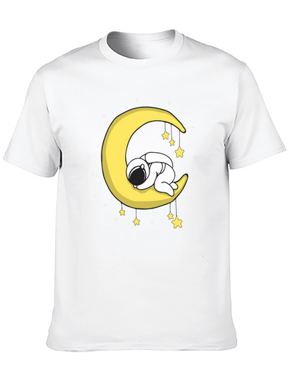 Astronaut Sleeping on Moon Graphic T-Shirt