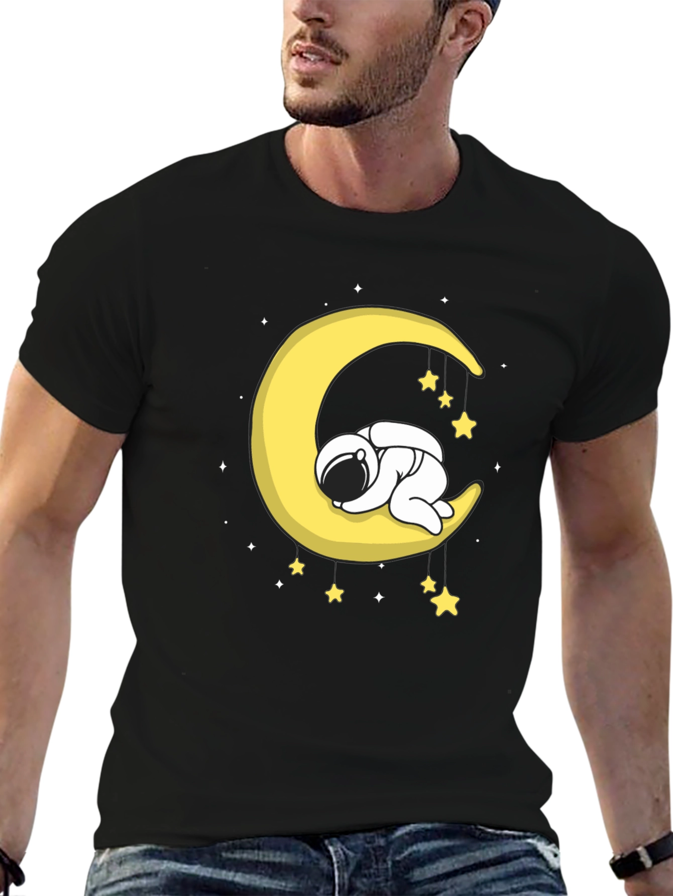 Astronaut Sleeping on Moon Graphic T-Shirt