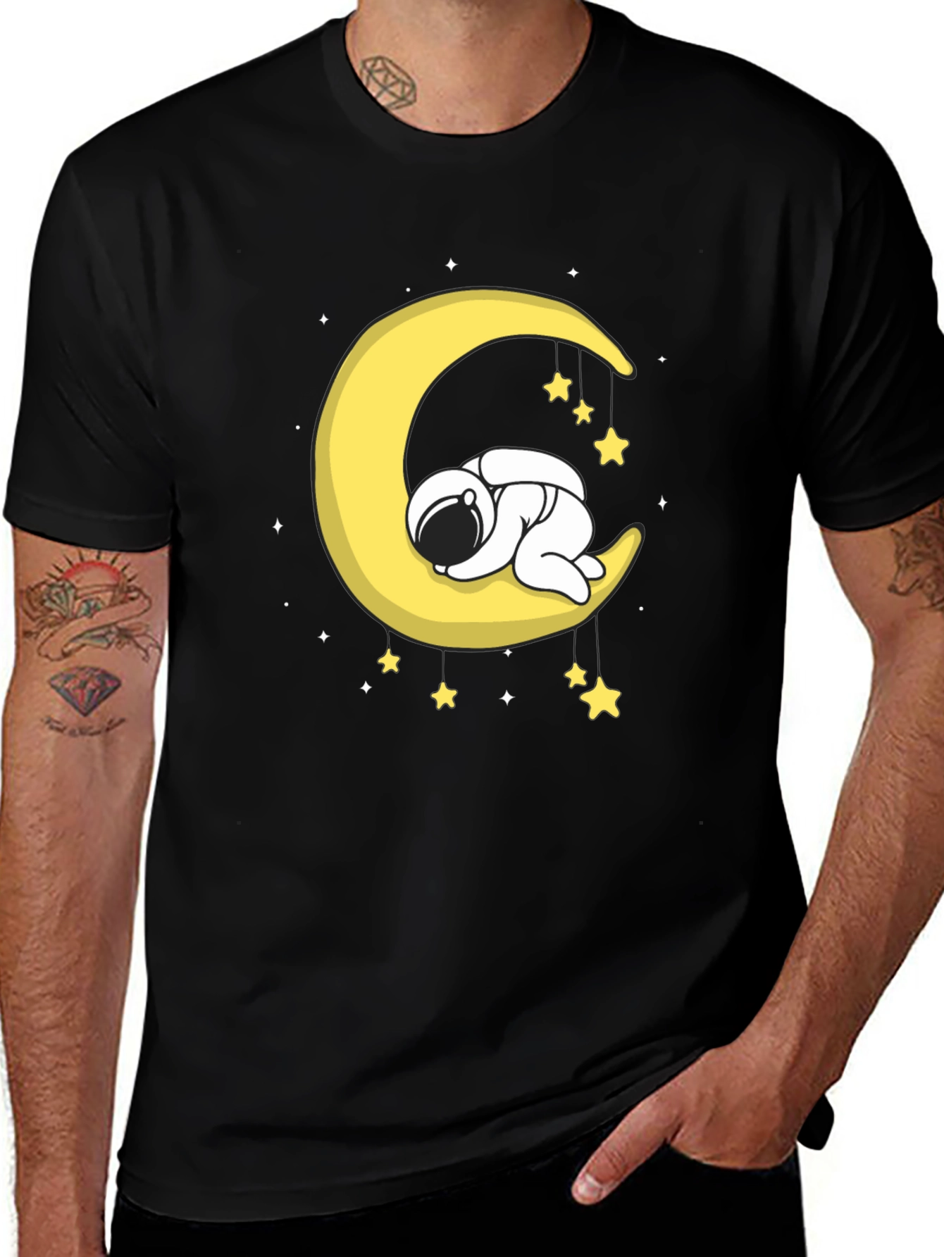 Astronaut Sleeping on Moon Graphic T-Shirt