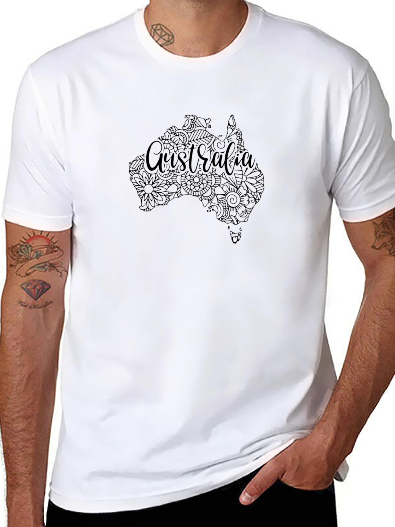 Australia Map Floral Design T-Shirt