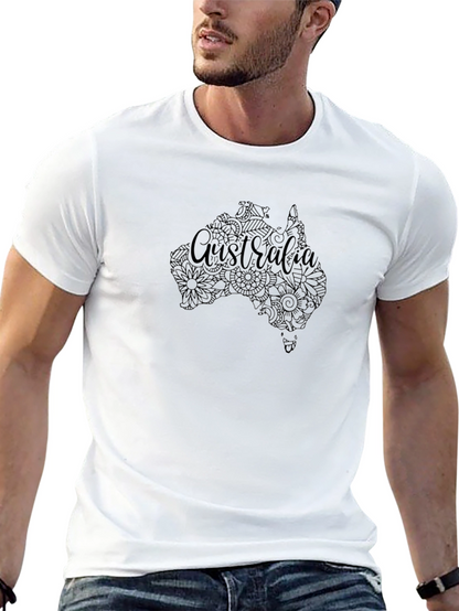 Australia Map Floral Design T-Shirt