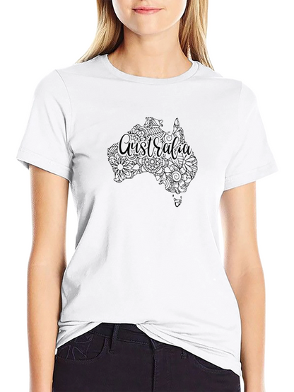 Australia Map Floral Design T-Shirt