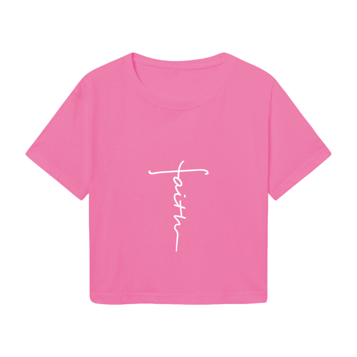 Minimal Faith Cross Pink Casual Women Crop Top