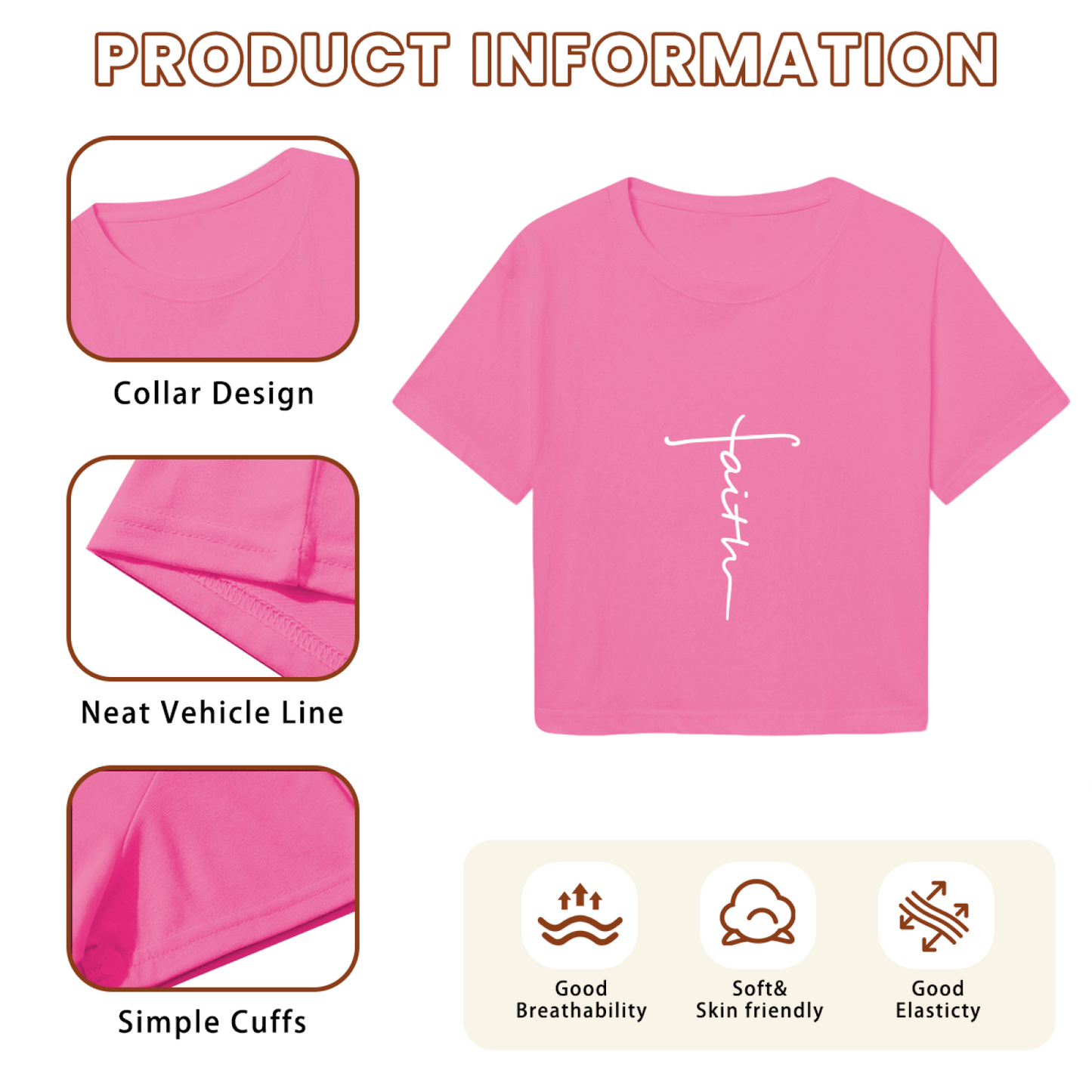 Minimal Faith Cross Pink Casual Women Crop Top