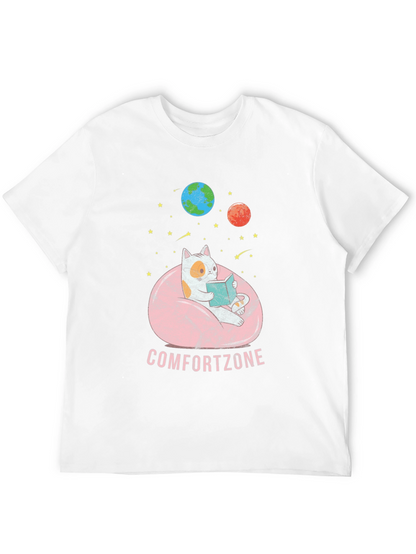 Comfort Zone Cat Reading in Space T-Shirt