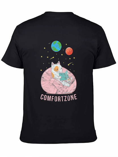 Comfort Zone Cat Reading in Space T-Shirt