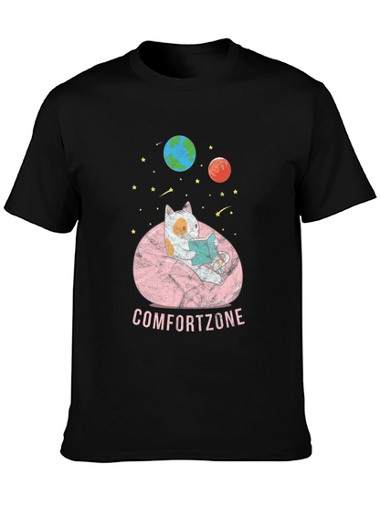 Comfort Zone Cat Reading in Space T-Shirt