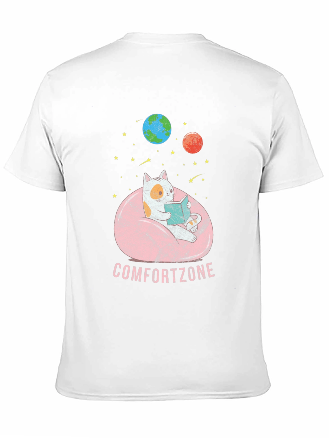 Comfort Zone Cat Reading in Space T-Shirt