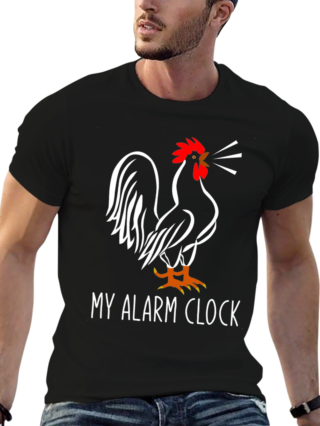 My Alarm Clock Rooster Graphic Tee - Black