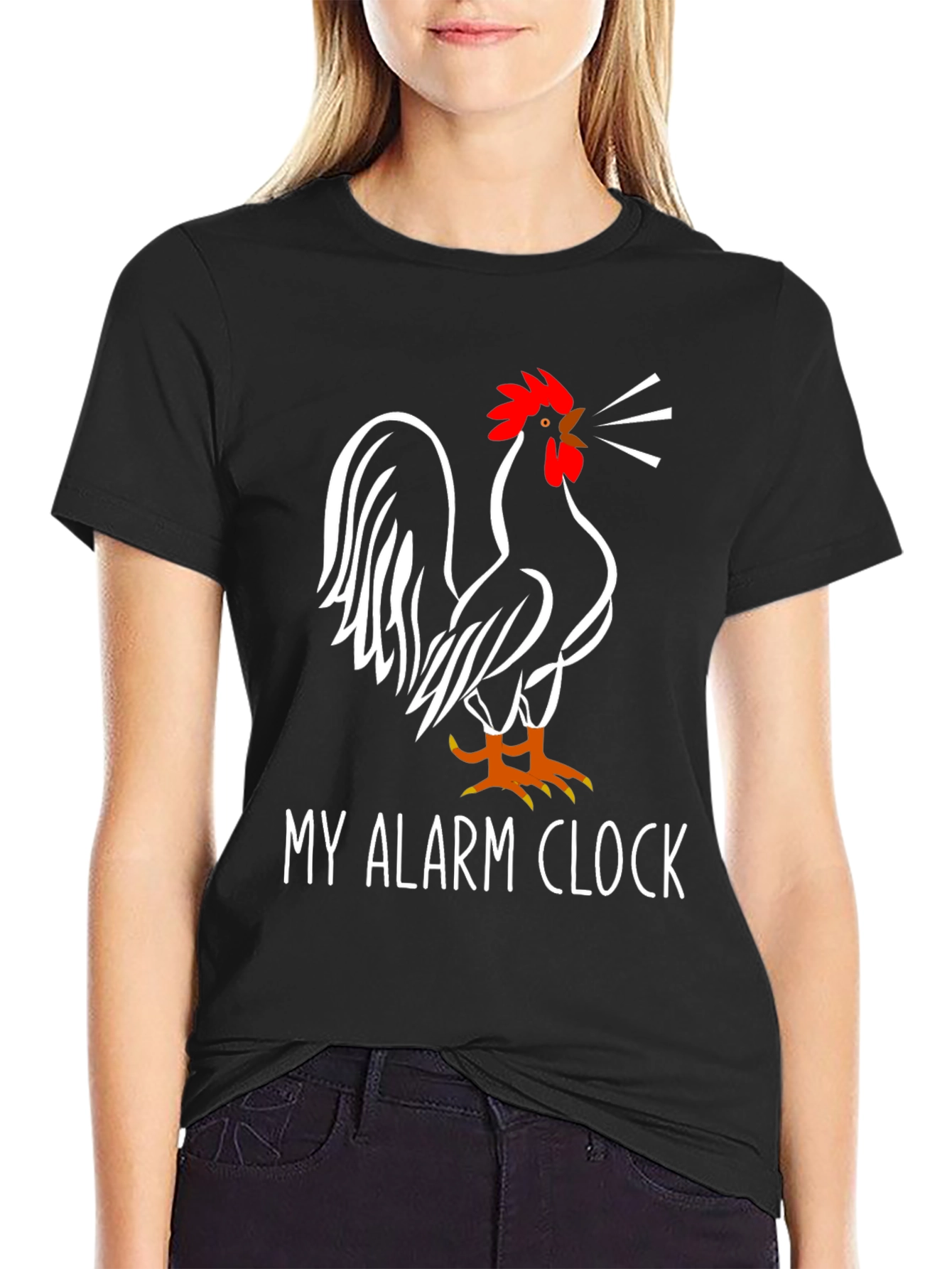 My Alarm Clock Rooster Graphic Tee - Black