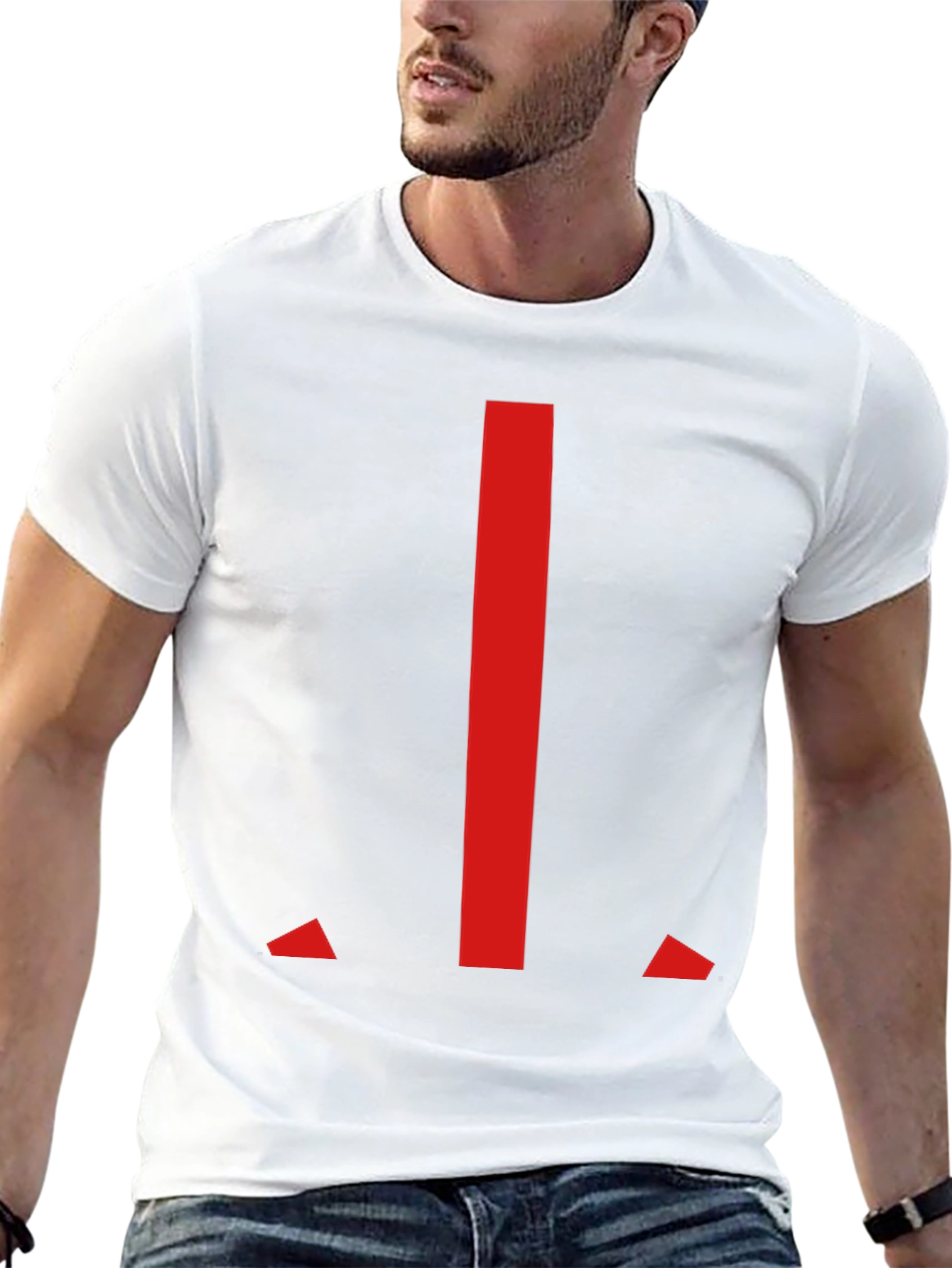 Modern Red Geometric Graphic Black T-Shirt