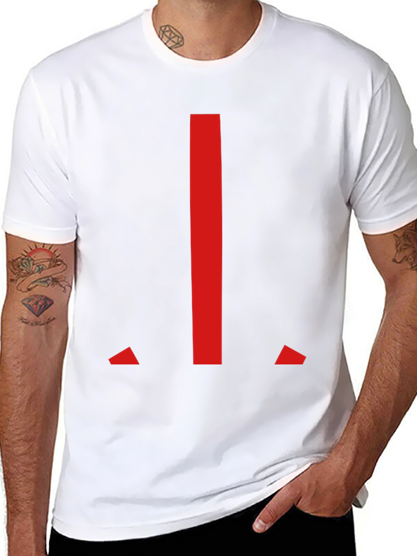 Modern Red Geometric Graphic Black T-Shirt