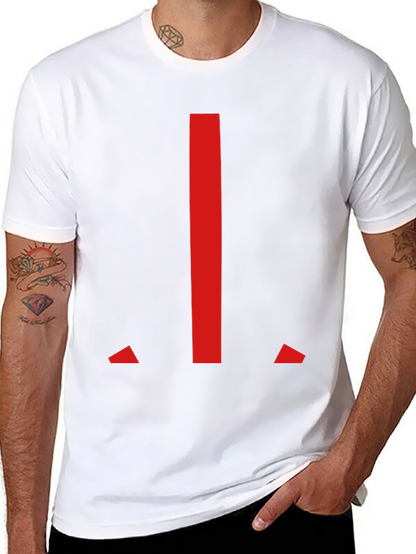 Modern Red Geometric Graphic Black T-Shirt