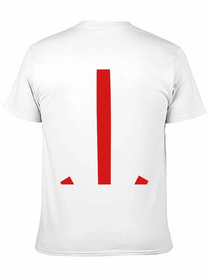 Modern Red Geometric Graphic Black T-Shirt