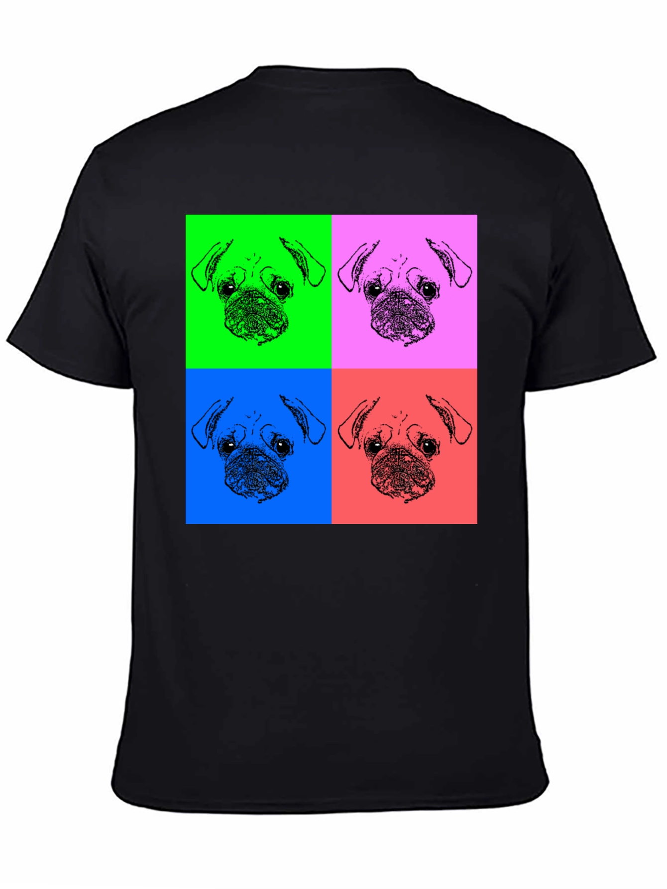 Pop Art Pug Graphic Tee - Black Unisex Shirt