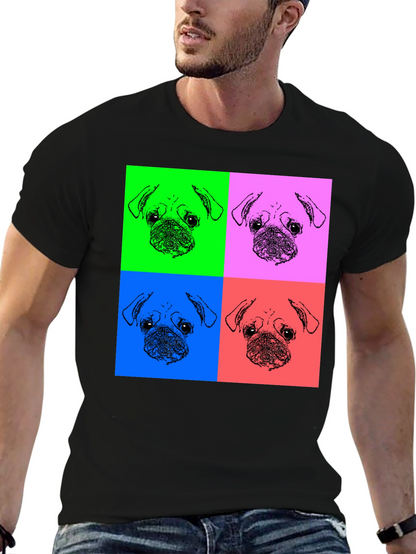 Pop Art Pug Graphic Tee - Black Unisex Shirt