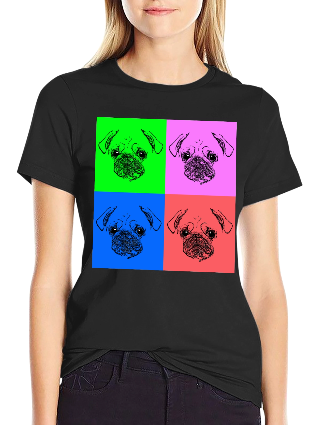 Pop Art Pug Graphic Tee - Black Unisex Shirt