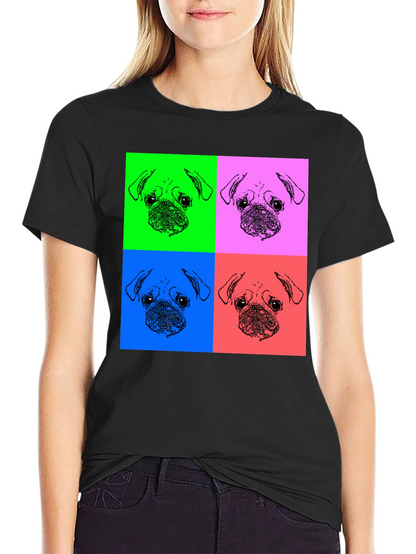 Pop Art Pug Graphic Tee - Black Unisex Shirt