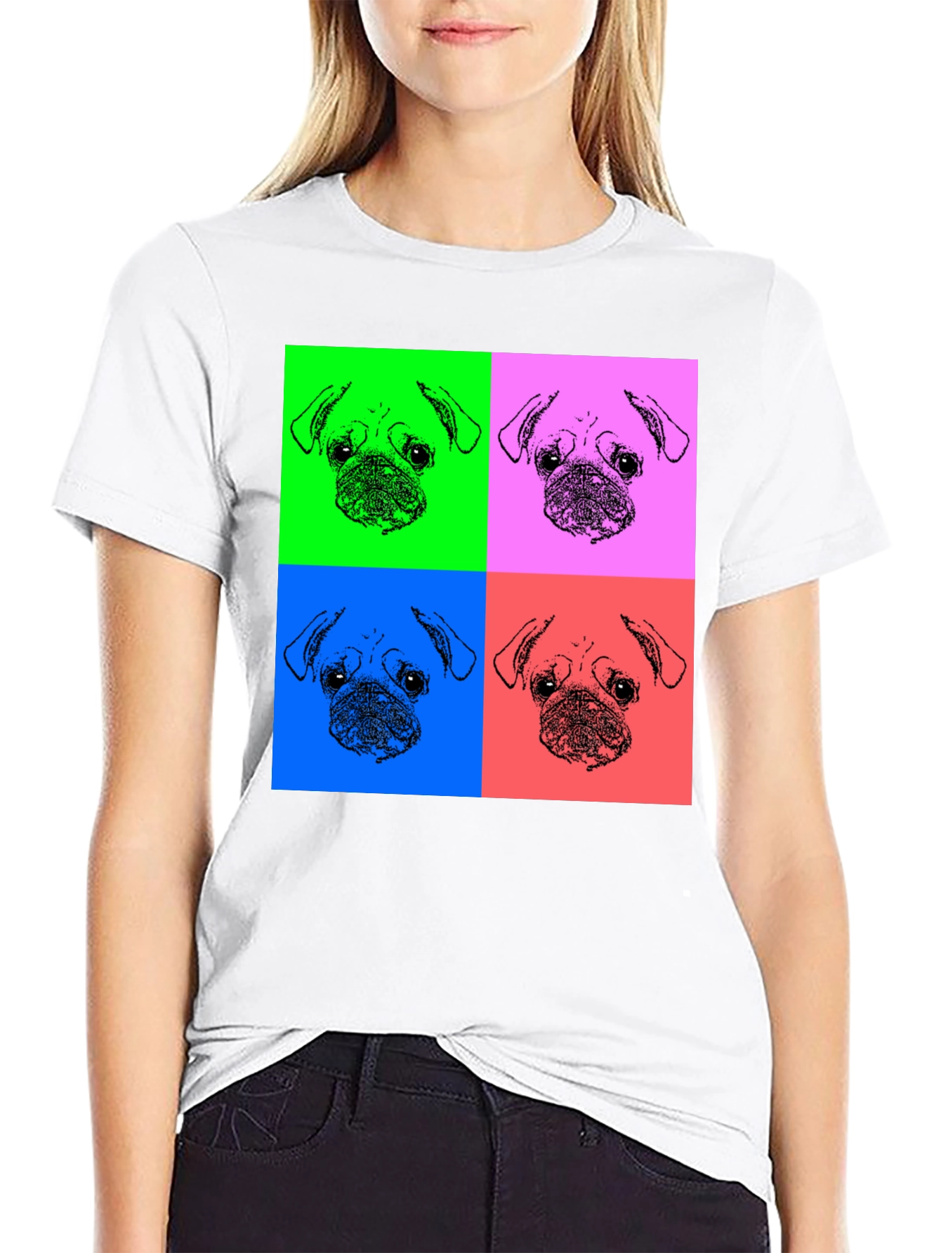 Pop Art Pug Graphic Tee - Black Unisex Shirt