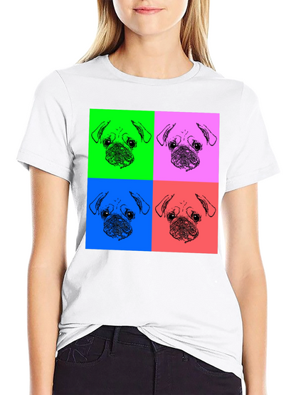 Pop Art Pug Graphic Tee - Black Unisex Shirt