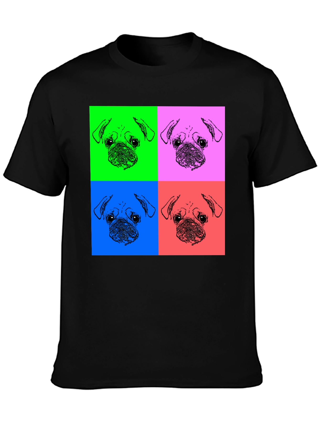 Pop Art Pug Graphic Tee - Black Unisex Shirt