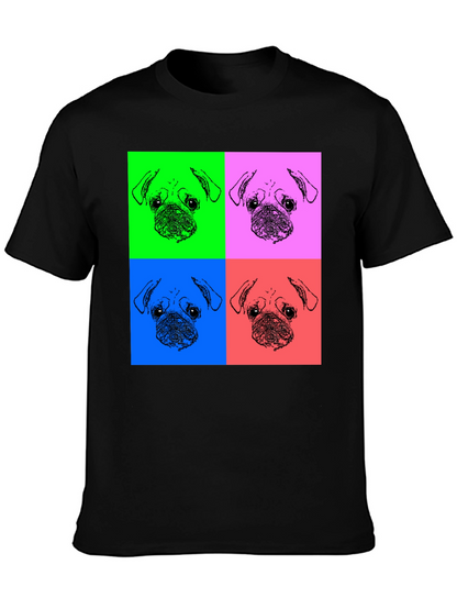 Pop Art Pug Graphic Tee - Black Unisex Shirt