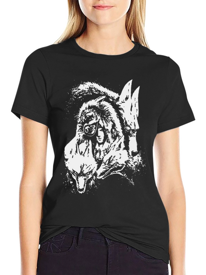 Wolf Pack Graphic T-Shirt - Black Cotton Tee