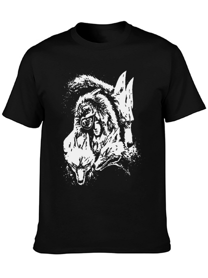 Wolf Pack Graphic T-Shirt - Black Cotton Tee