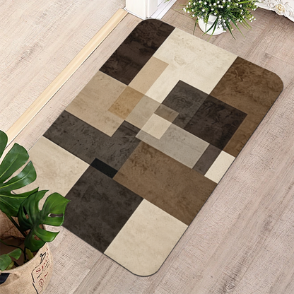 Retro Wabi?Sabi Geometric Block Diatomite Mat£üRetro Wabi?Sabi Color Block Geometric Diatomite Mat, Quick Dry Absorbent Non?Slip Bath Doorway Rug