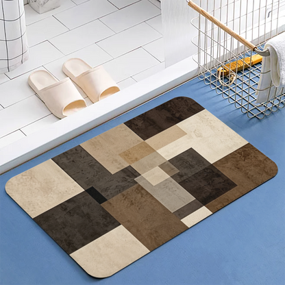 Retro Wabi?Sabi Geometric Block Diatomite Mat£üRetro Wabi?Sabi Color Block Geometric Diatomite Mat, Quick Dry Absorbent Non?Slip Bath Doorway Rug