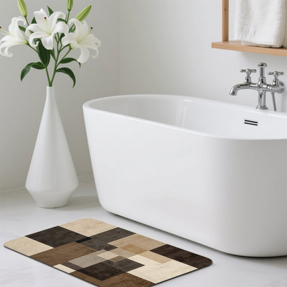 Retro Wabi?Sabi Geometric Block Diatomite Mat£üRetro Wabi?Sabi Color Block Geometric Diatomite Mat, Quick Dry Absorbent Non?Slip Bath Doorway Rug