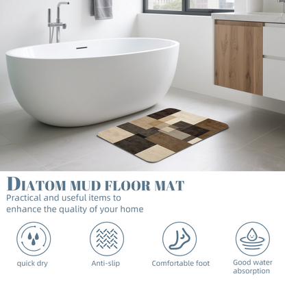 Retro Wabi?Sabi Geometric Block Diatomite Mat£üRetro Wabi?Sabi Color Block Geometric Diatomite Mat, Quick Dry Absorbent Non?Slip Bath Doorway Rug