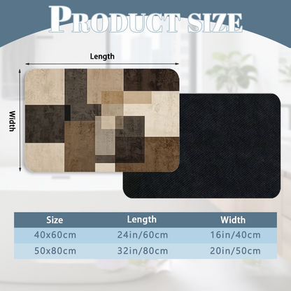 Retro Wabi?Sabi Geometric Block Diatomite Mat£üRetro Wabi?Sabi Color Block Geometric Diatomite Mat, Quick Dry Absorbent Non?Slip Bath Doorway Rug