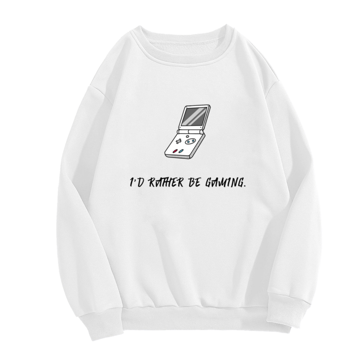 I'd Rather Be Gaming Sweatshirt - Funny Gamer Quote Crewneck, Retro Handheld Console Pullover, Video Game Lover Gift Sweatshirt, Player Mood Top