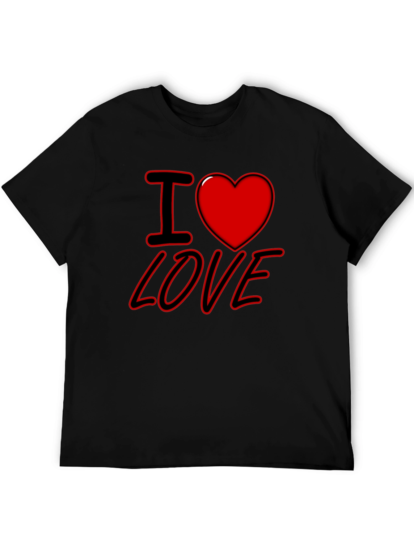 I Heart Love Graphic Print Black T-Shirt