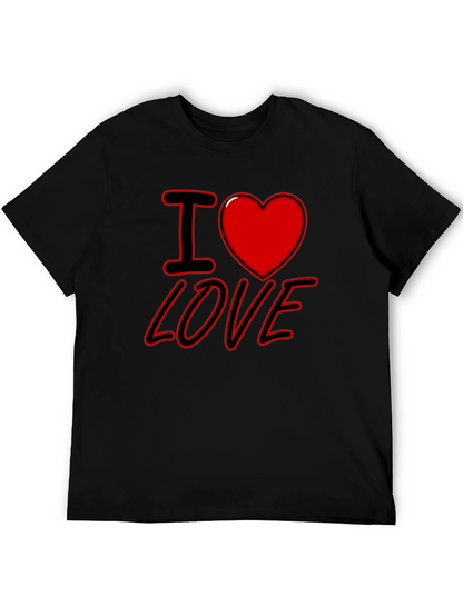 I Heart Love Graphic Print Black T-Shirt