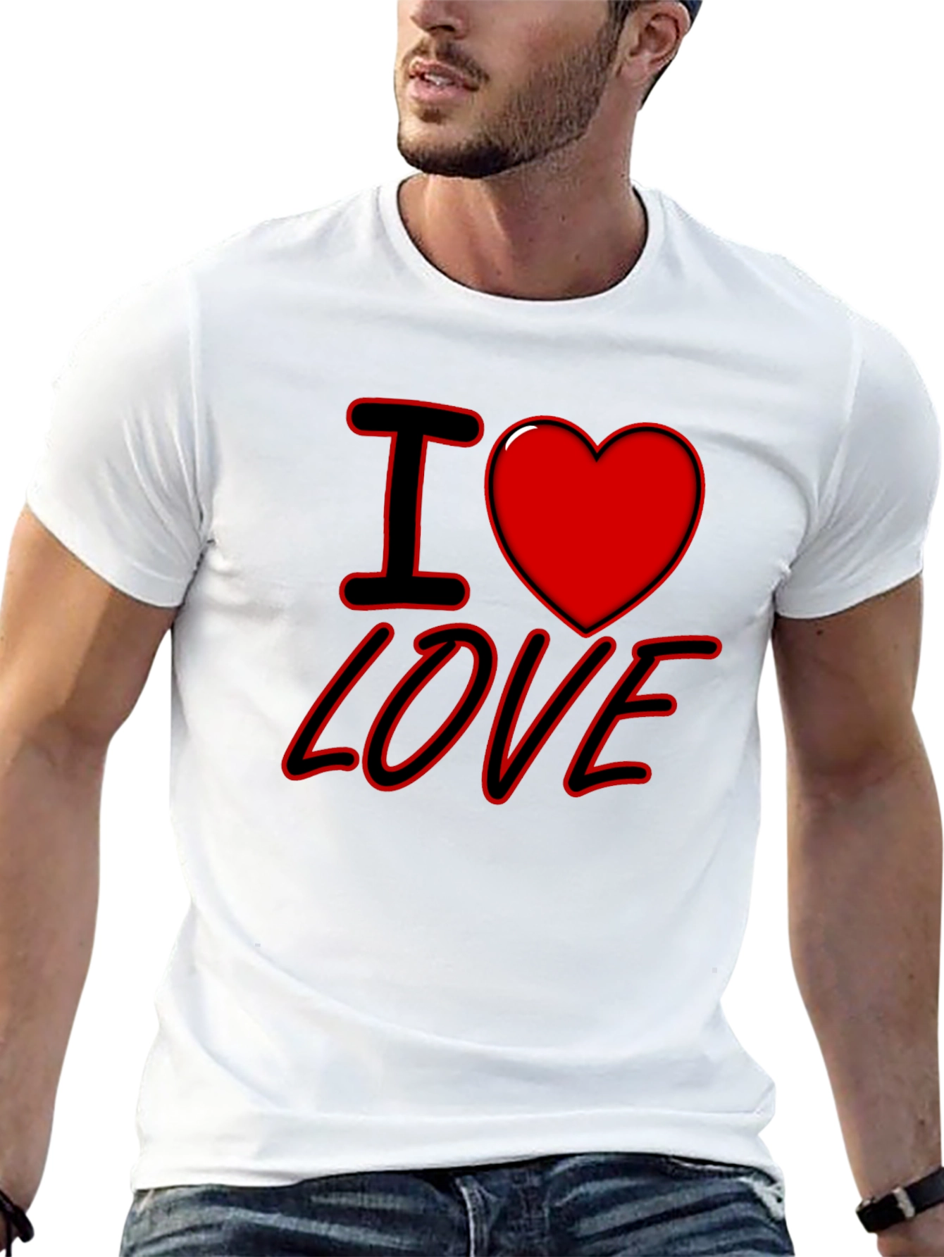 I Heart Love Graphic Print Black T-Shirt