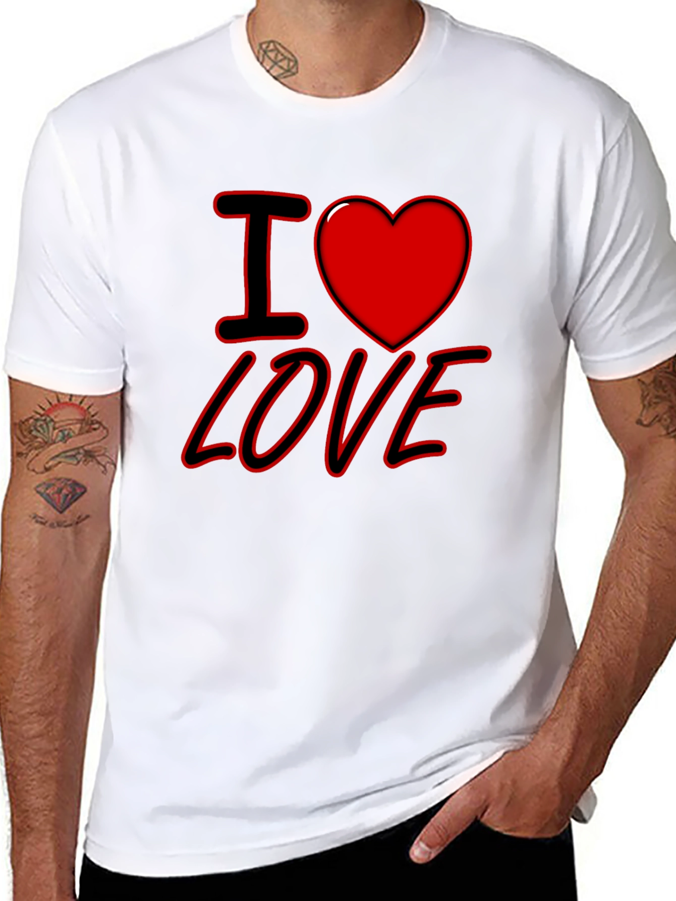 I Heart Love Graphic Print Black T-Shirt