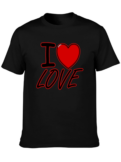 I Heart Love Graphic Print Black T-Shirt