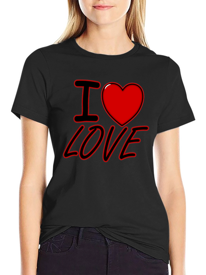 I Heart Love Graphic Print Black T-Shirt