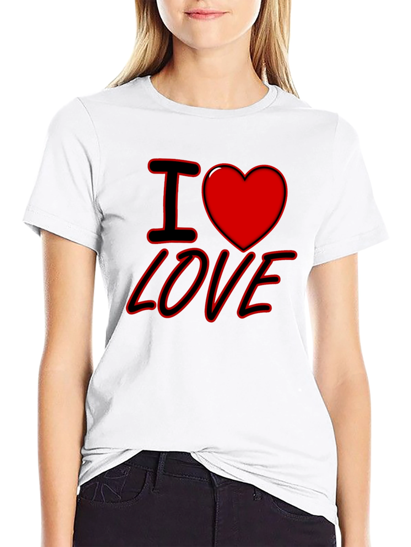 I Heart Love Graphic Print Black T-Shirt