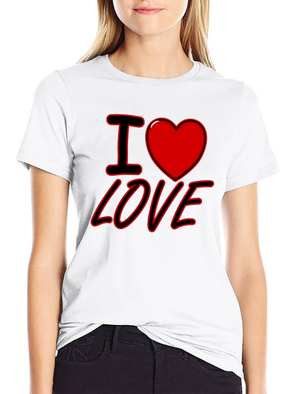 I Heart Love Graphic Print Black T-Shirt