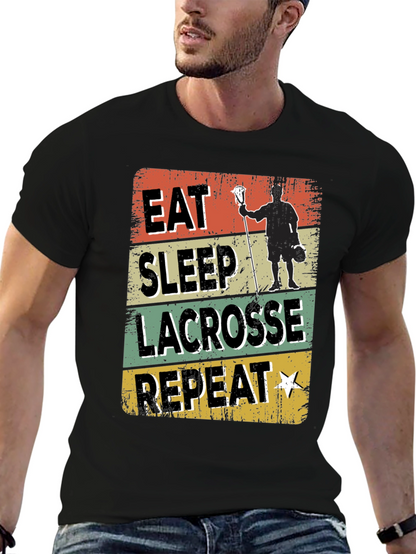 Eat Sleep Lacrosse Repeat Graphic T-Shirt