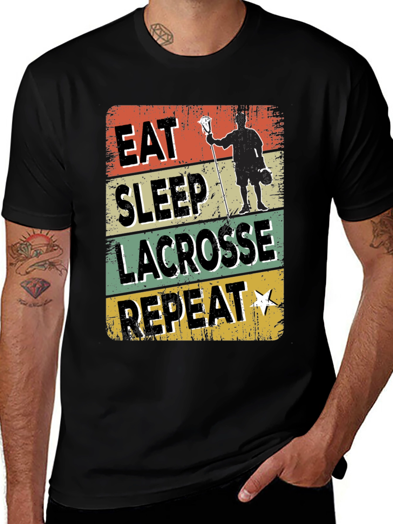 Eat Sleep Lacrosse Repeat Graphic T-Shirt