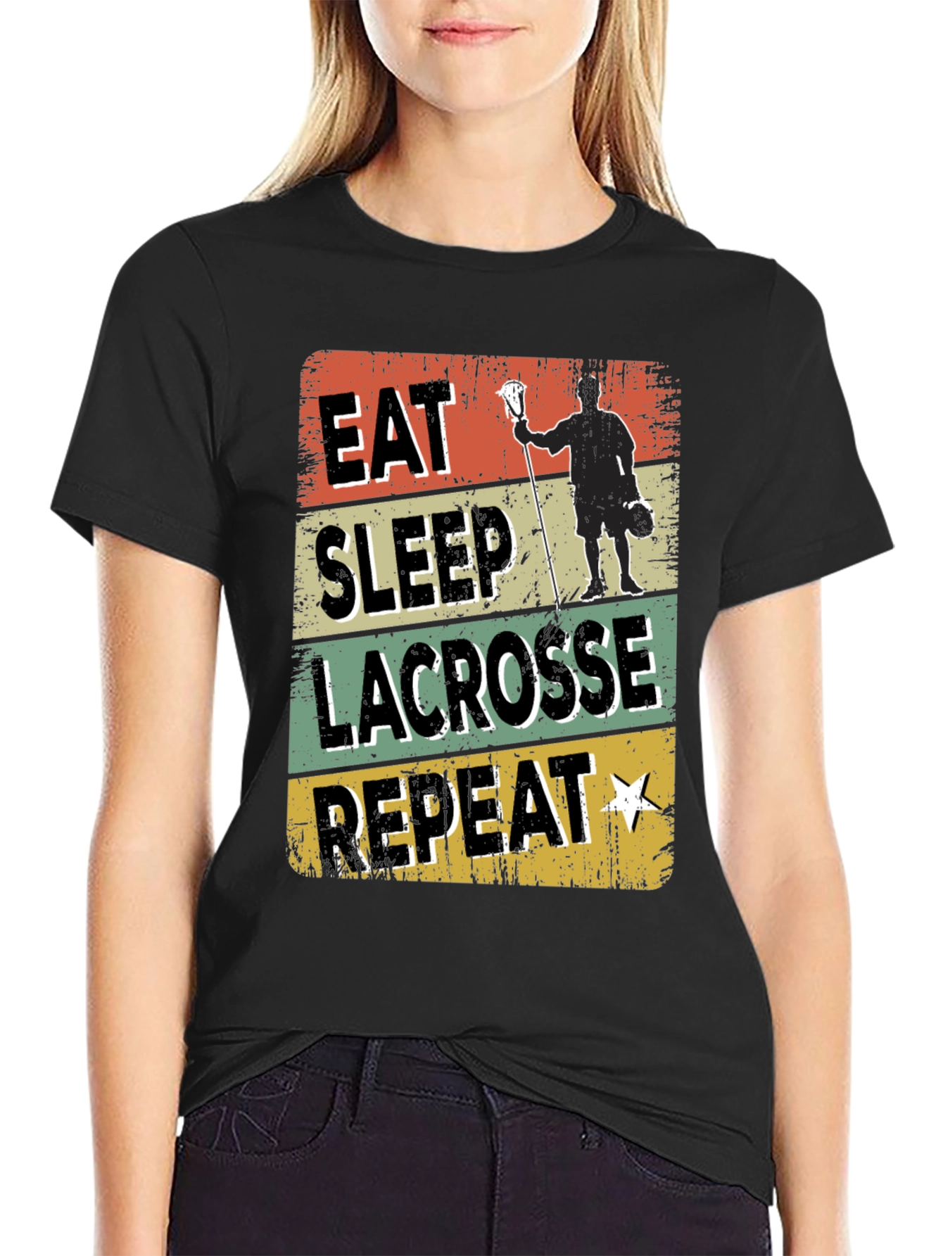 Eat Sleep Lacrosse Repeat Graphic T-Shirt