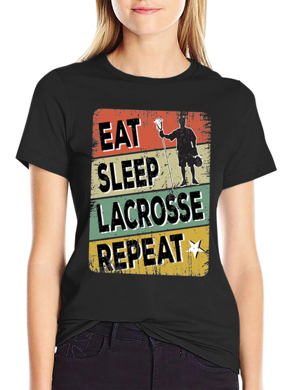 Eat Sleep Lacrosse Repeat Graphic T-Shirt