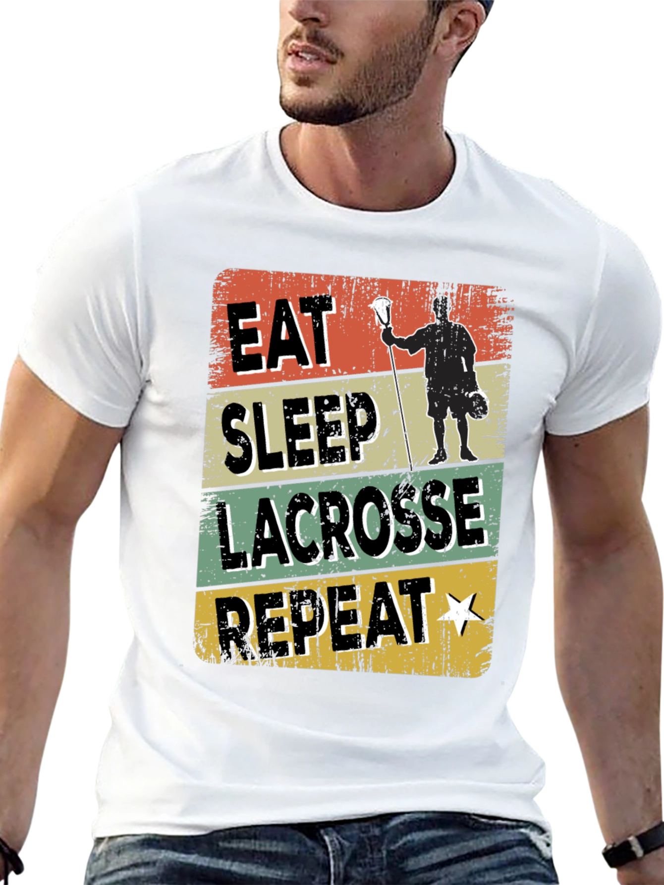 Eat Sleep Lacrosse Repeat Graphic T-Shirt