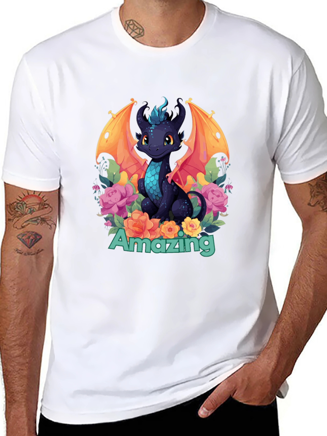 Amazing Dragon T-Shirt - Black Graphic Tee