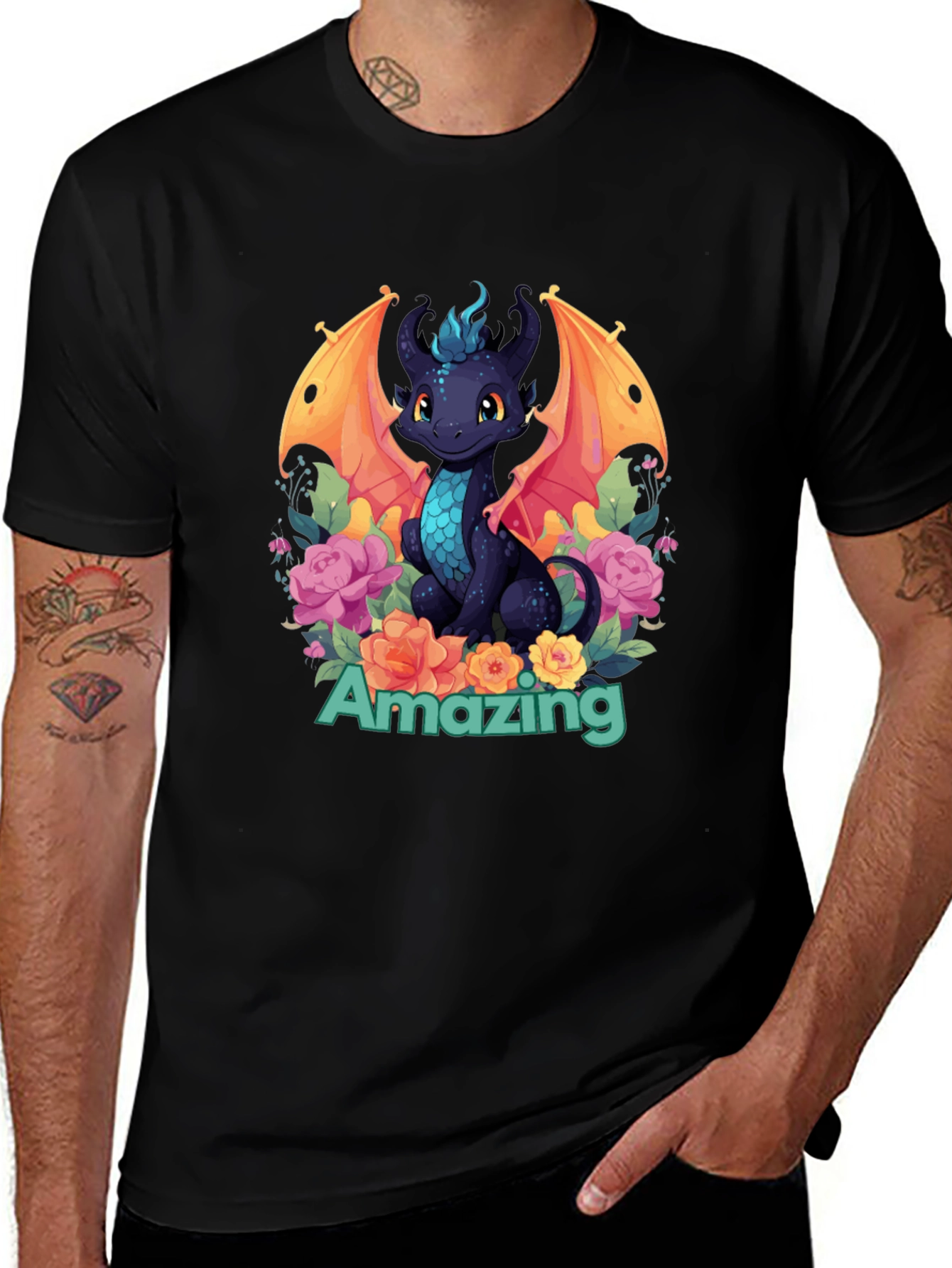 Amazing Dragon T-Shirt - Black Graphic Tee