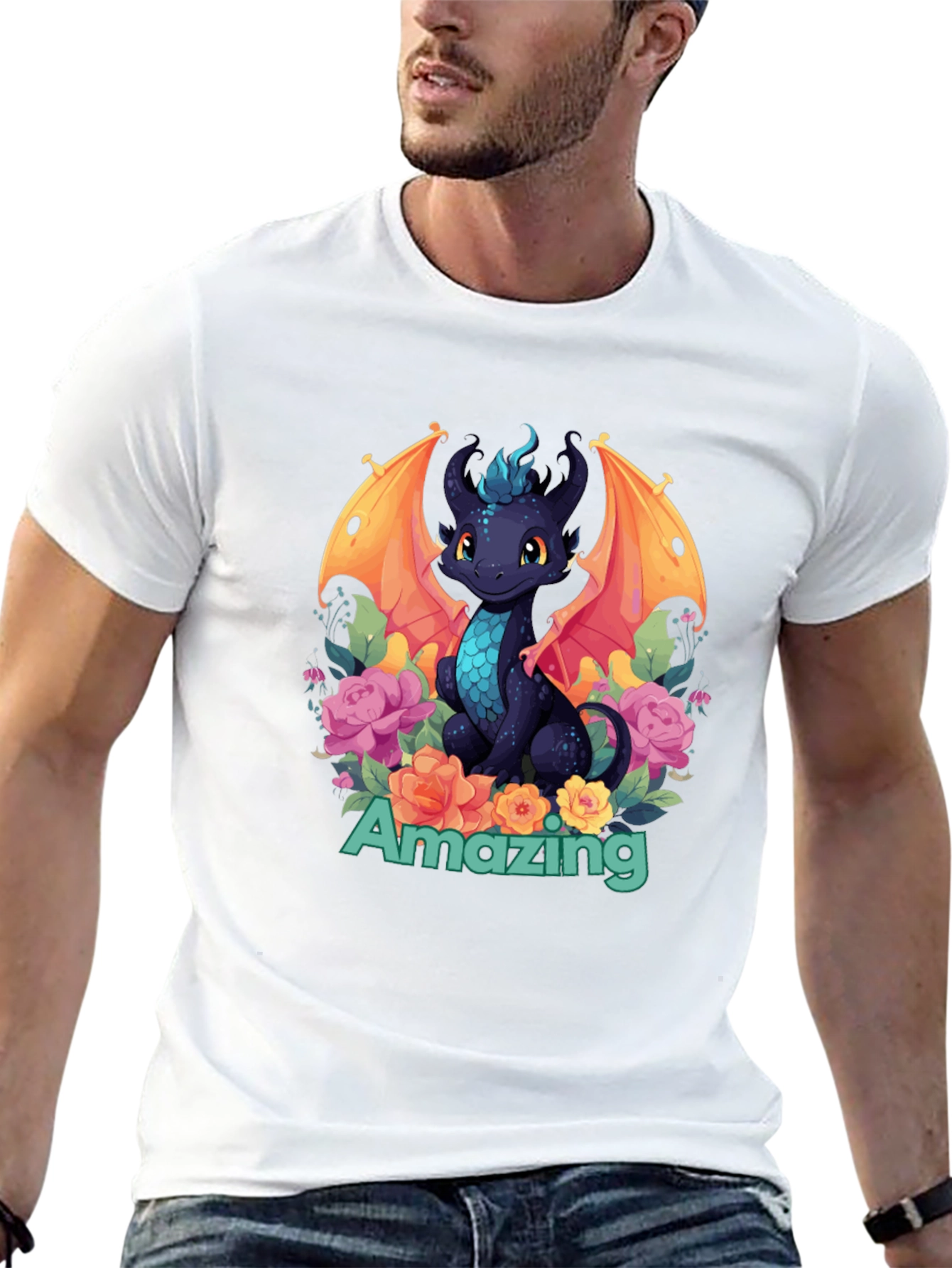 Amazing Dragon T-Shirt - Black Graphic Tee